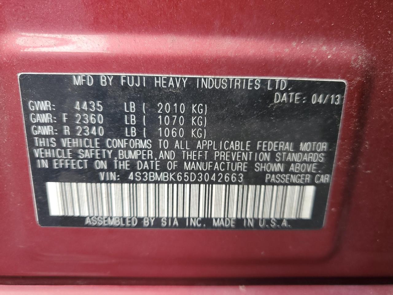 SUBARU LEGACY 2.5I LIMITED