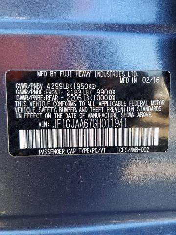 2016 SUBARU IMPREZA JF1GJAA67GH011941