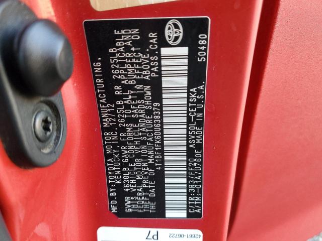 2013 TOYOTA CAMRY L - 4T1BF1FK6DU638379