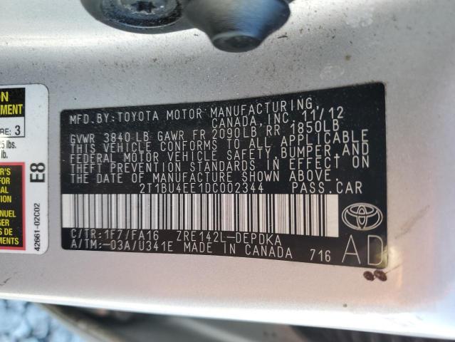 2013 TOYOTA COROLLA BA - 2T1BU4EE1DC002344