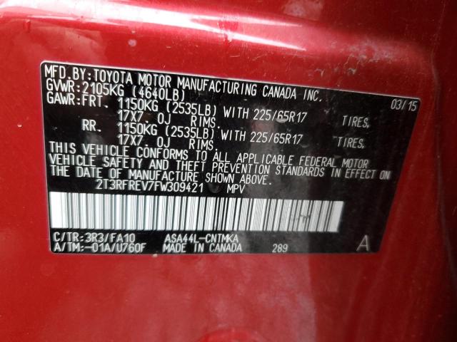 2015 TOYOTA RAV4 XLE - 2T3RFREV7FW309421