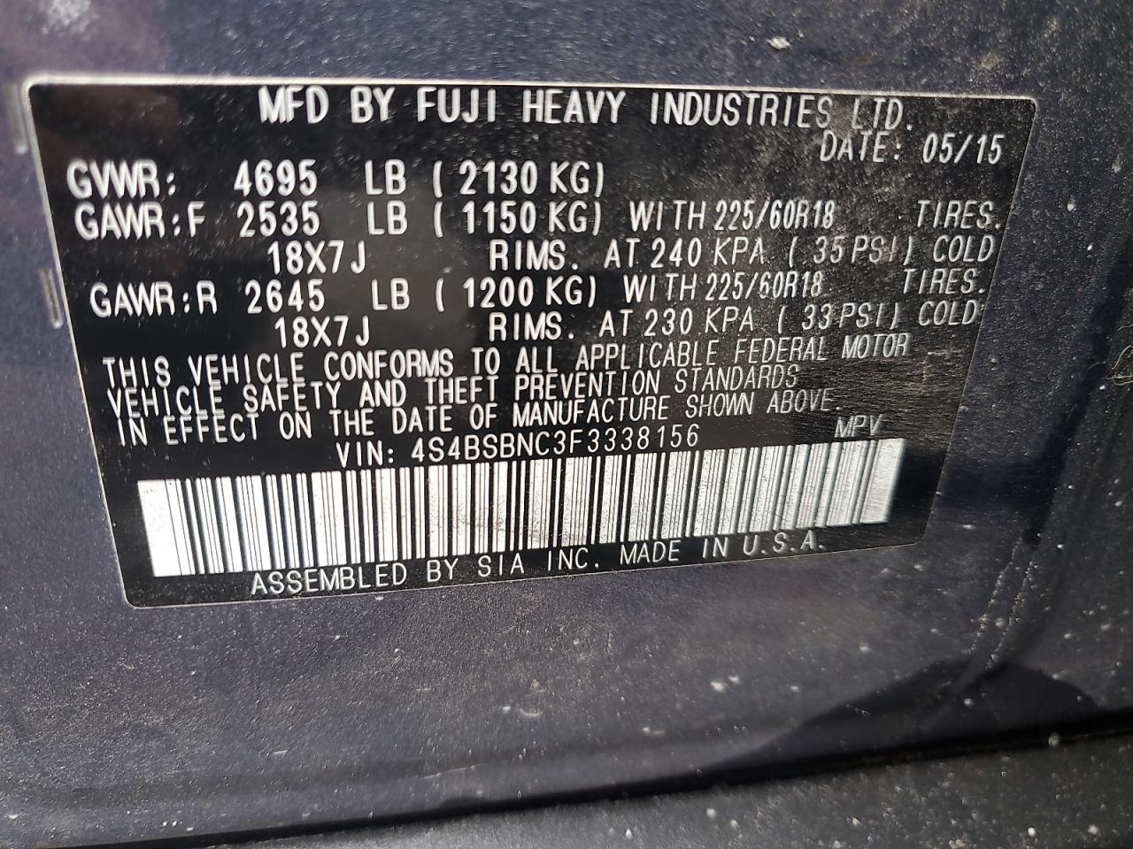 SUBARU OUTBACK 2.5I LIMITED