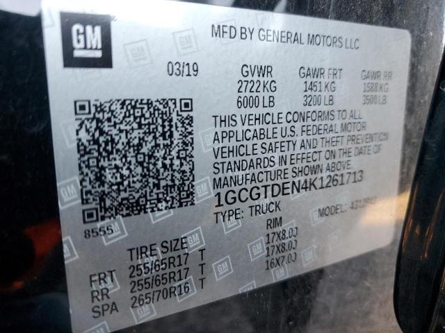 2019 CHEVROLET COLORADO Z71 1GCGTDEN4K1261713