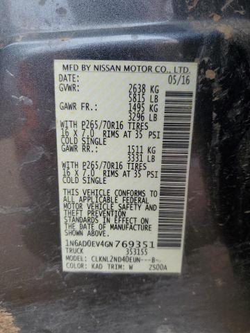 2016 NISSAN FRONTIER S 1N6AD0EV4GN769351