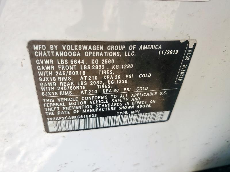 2019 VOLKSWAGEN ATLAS S 1V2AP2CA9KC618823