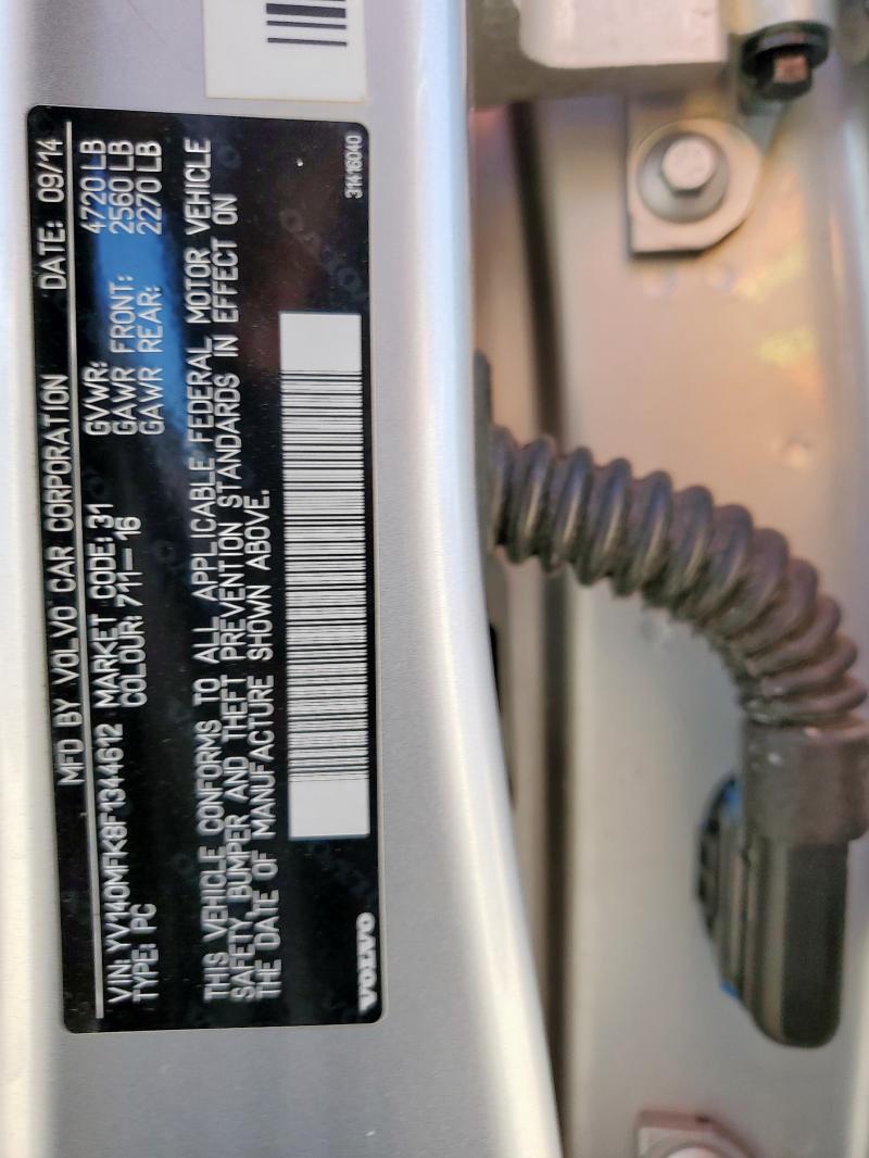 2015 VOLVO S60 PREMIE YV140MFK8F1344612