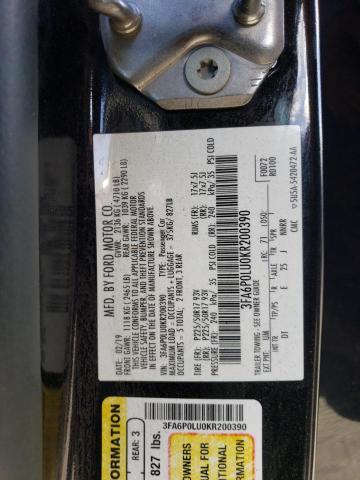 2019 FORD FUSION SE - 3FA6P0LU0KR200390