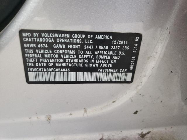 2015 VOLKSWAGEN PASSAT SEL 1VWCV7A39FC054045