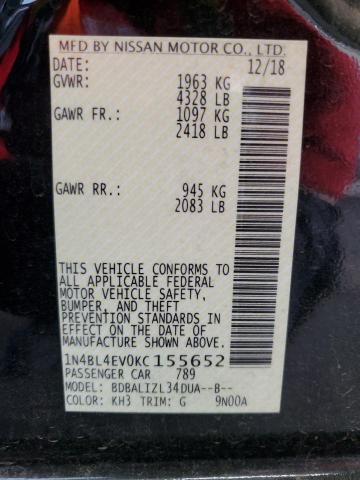 2019 NISSAN ALTIMA SL 1N4BL4EV0KC155652