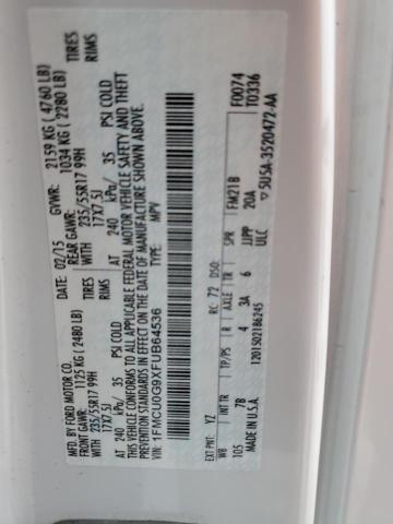 2015 FORD ESCAPE SE 1FMCU0G9XFUB64536