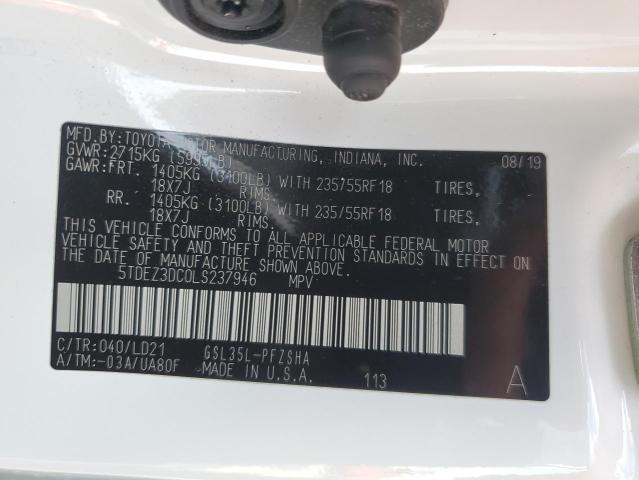 2020 TOYOTA SIENNA SE 5TDEZ3DC0LS237946
