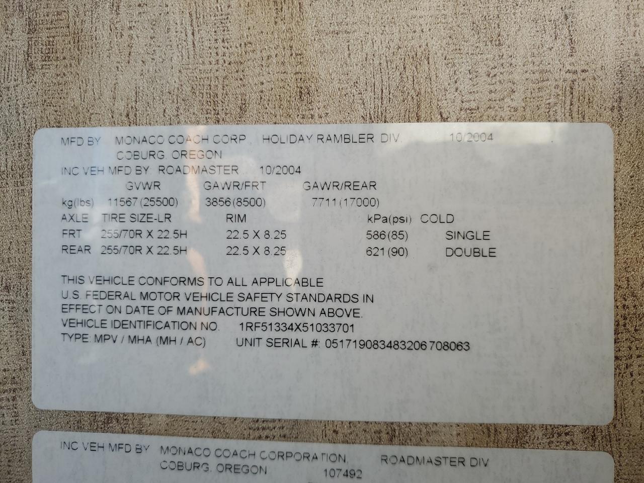 Lot #3279484267 2005 ROADTREK MOTORHOMES MONOCOQUE