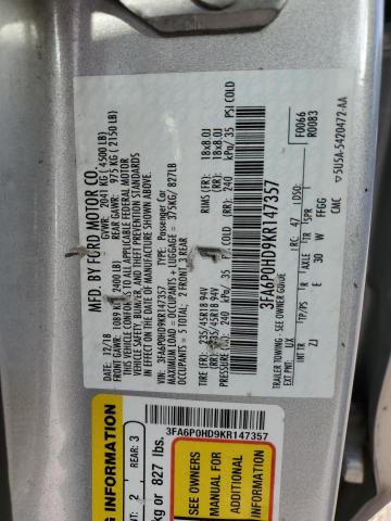 2019 FORD FUSION SE - 3FA6P0HD9KR147357