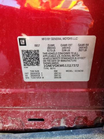 2018 CHEVROLET TRAVERSE L - 1GNEVGKW0JJ117372