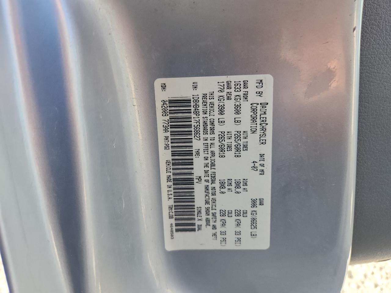 Lot #3269108698 2007 DODGE DURANGO SLT