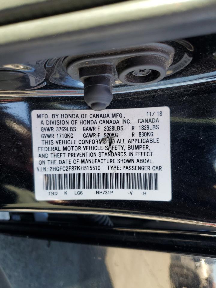 Lot #3302743022 2019 HONDA CIVIC SPOR