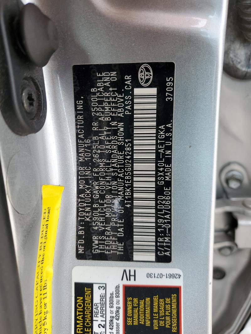 2016 TOYOTA AVALON XLE - 4T1BK1EB5GU242851