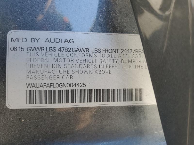 2016 AUDI A4 PREMIUM WAUAFAFL0GN004425