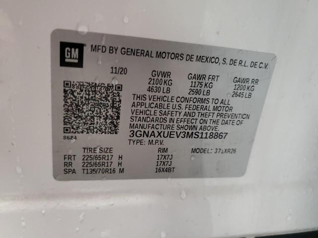 2021 CHEVROLET EQUINOX LT - 3GNAXUEV3MS118867