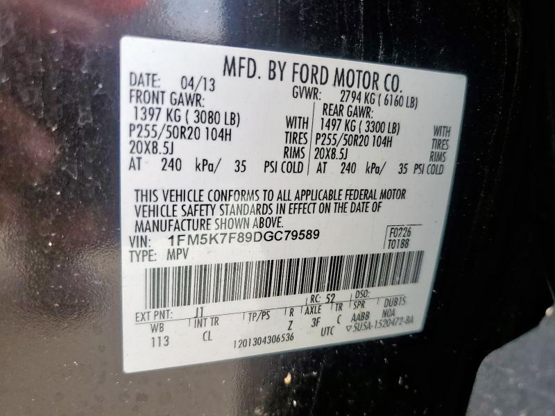 2013 FORD EXPLORER L - 1FM5K7F89DGC79589