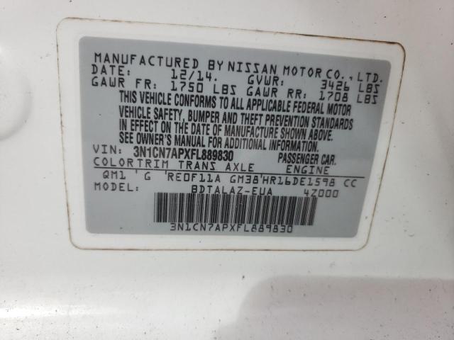 2015 NISSAN VERSA S 3N1CN7APXFL889830