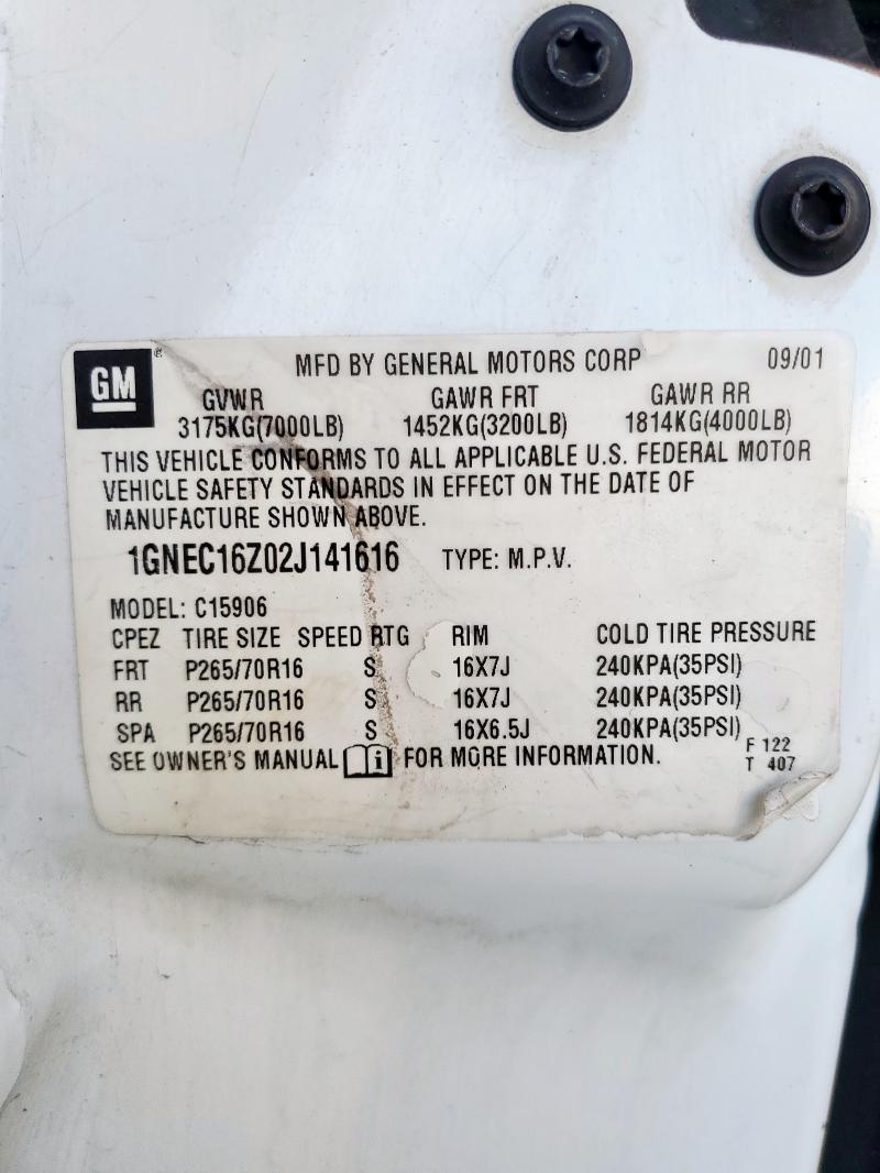 2002 CHEVROLET SUBURBAN C #3300784321