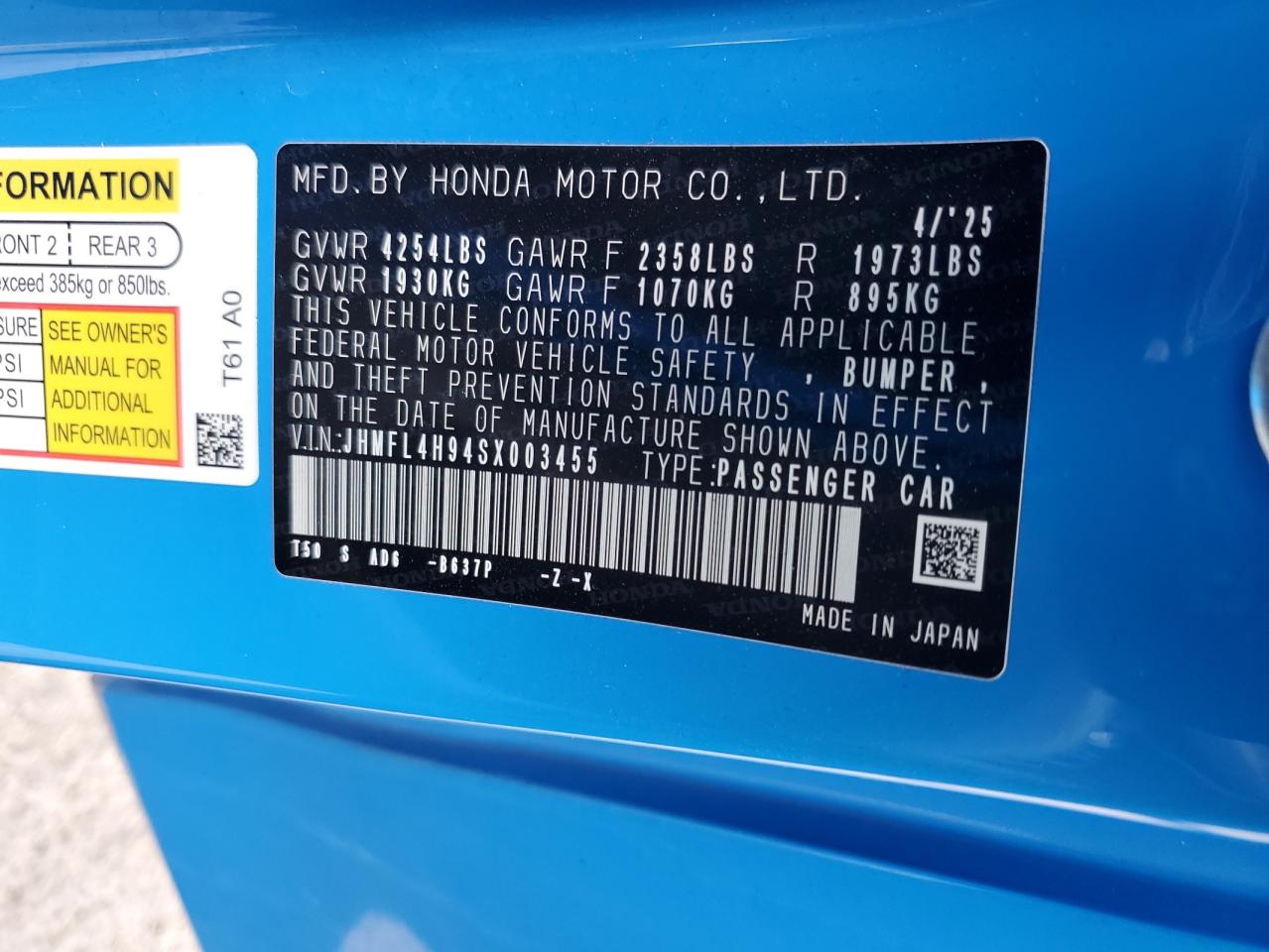 Lot #3309692872 2025 HONDA CIVIC SPOR