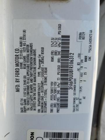 2015 FORD FUSION S H - 3FA6P0UU8FR106312