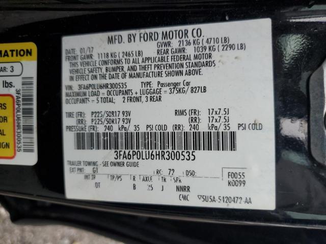 2017 FORD FUSION SE - 3FA6P0LU6HR300535