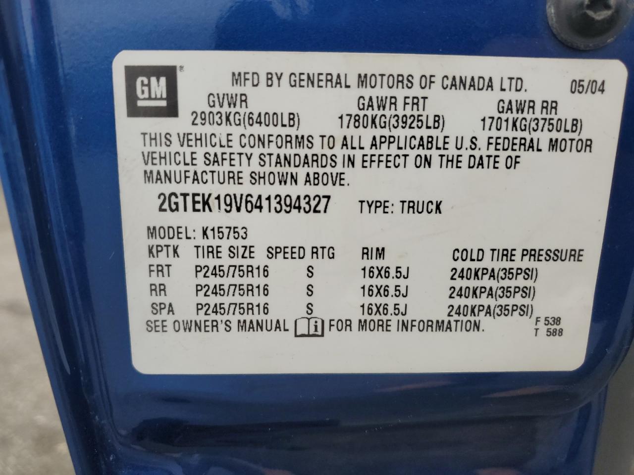 Lot #3284056805 2004 GMC NEW SIERRA