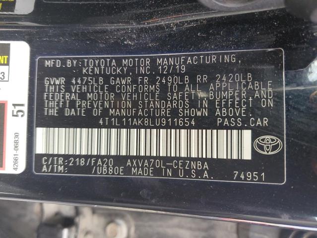 2020 TOYOTA CAMRY LE - 4T1L11AK8LU911654