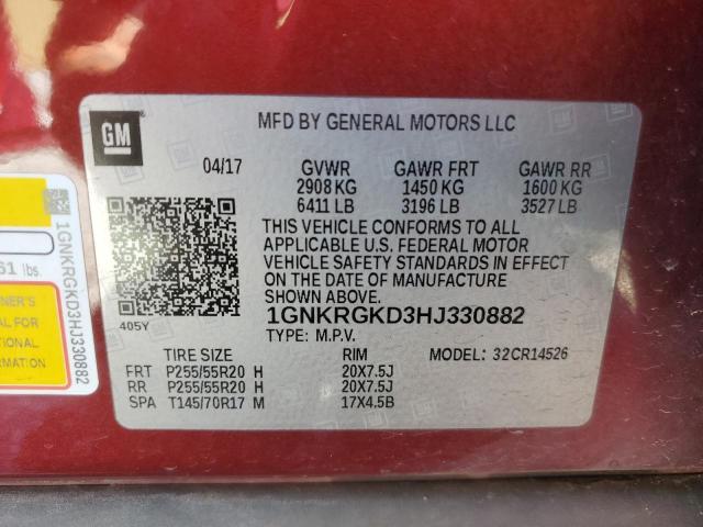 2017 CHEVROLET TRAVERSE L - 1GNKRGKD3HJ330882