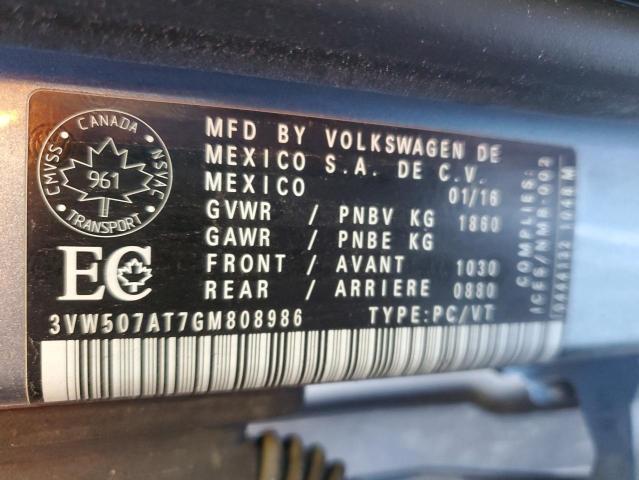 2016 VOLKSWAGEN BEETLE S/S 3VW507AT7GM808986