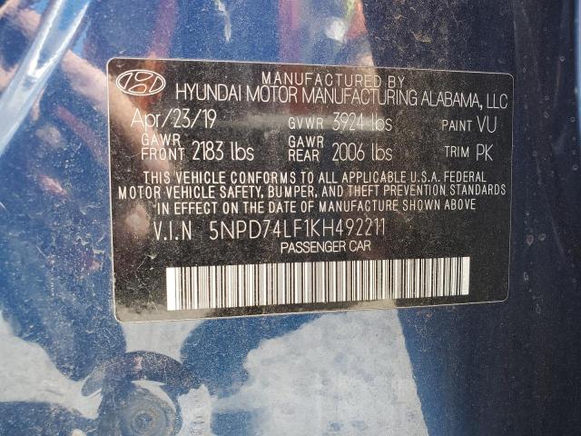 2019 HYUNDAI ELANTRA SE - 5NPD74LF1KH492211