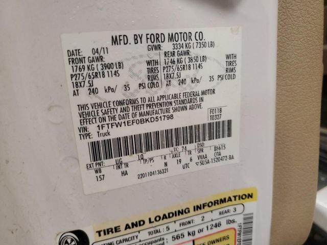 2011 FORD F150 SUPER #3290313934