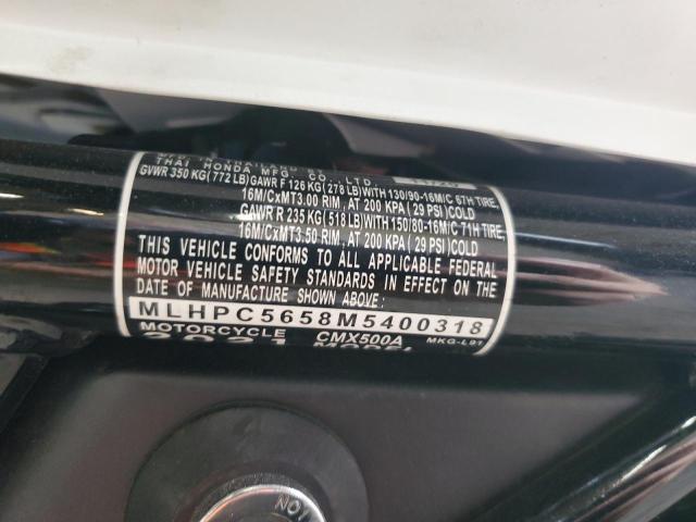 2021 HONDA CMX500 A MLHPC5658M5400318