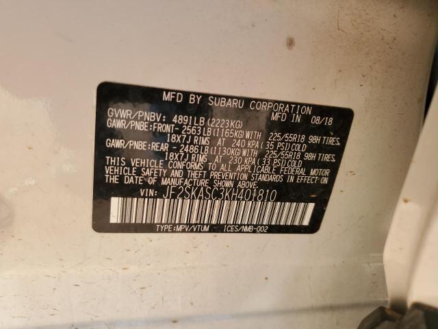 2019 SUBARU FORESTER L JF2SKASC3KH401810