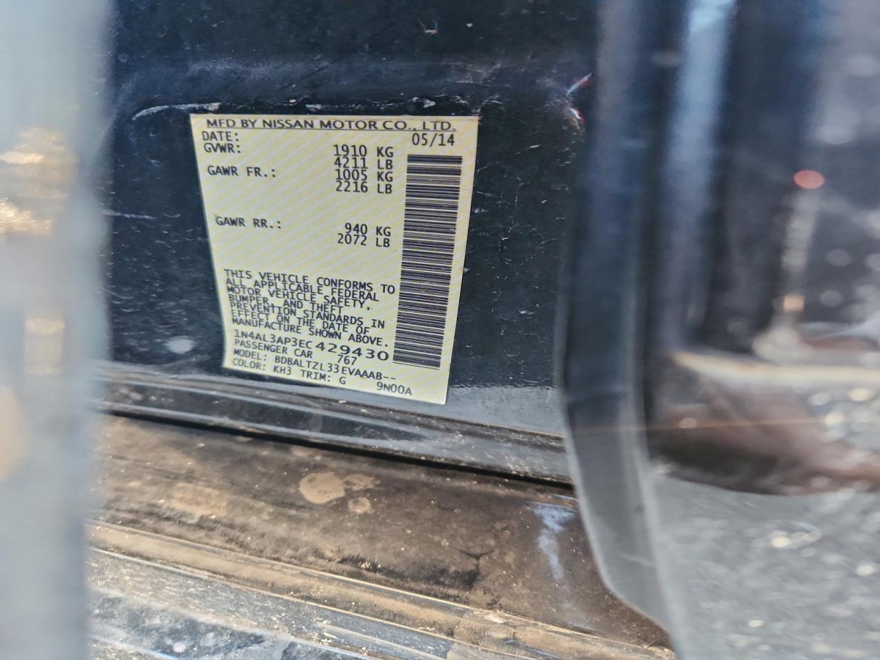 Lot #3318141386 2014 NISSAN ALTIMA 2.5