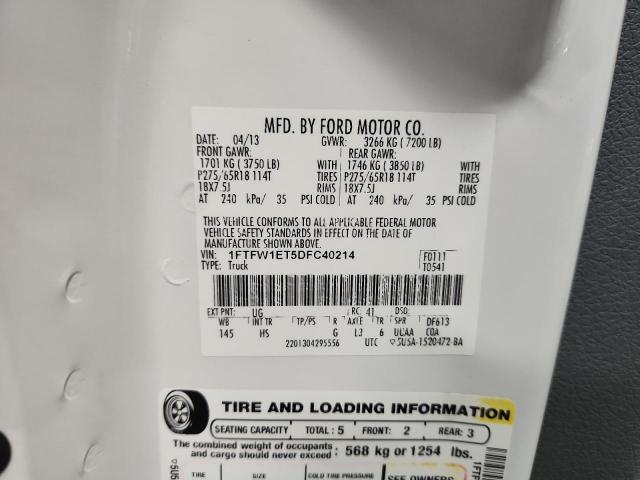 2013 FORD F150 SUPER - 1FTFW1ET5DFC40214
