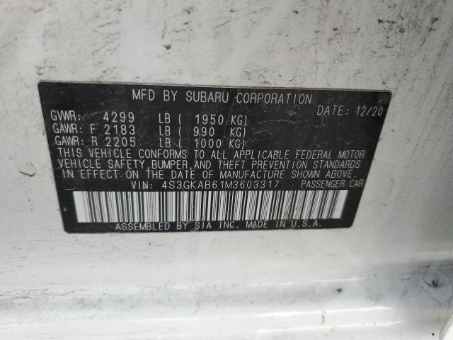 2021 SUBARU IMPREZA 4S3GKAB61M3603317