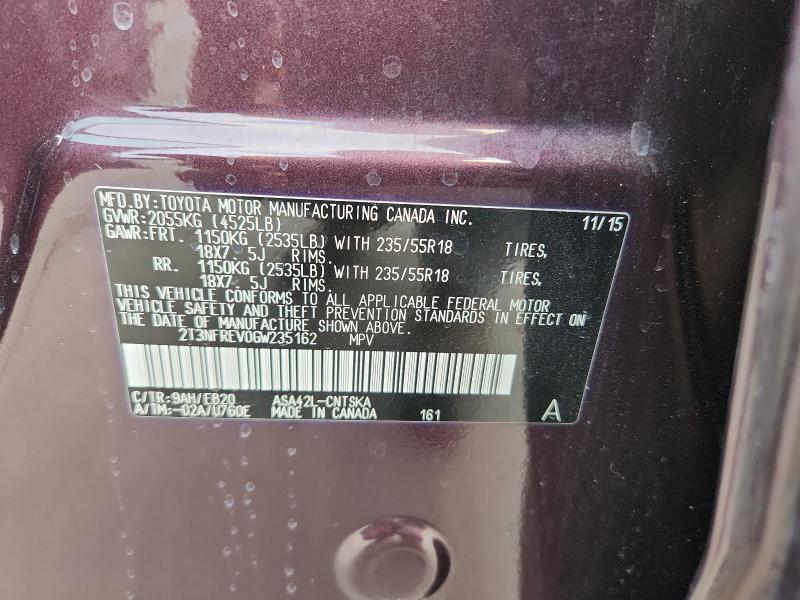 2016 TOYOTA RAV4 SE 2T3NFREV0GW235162