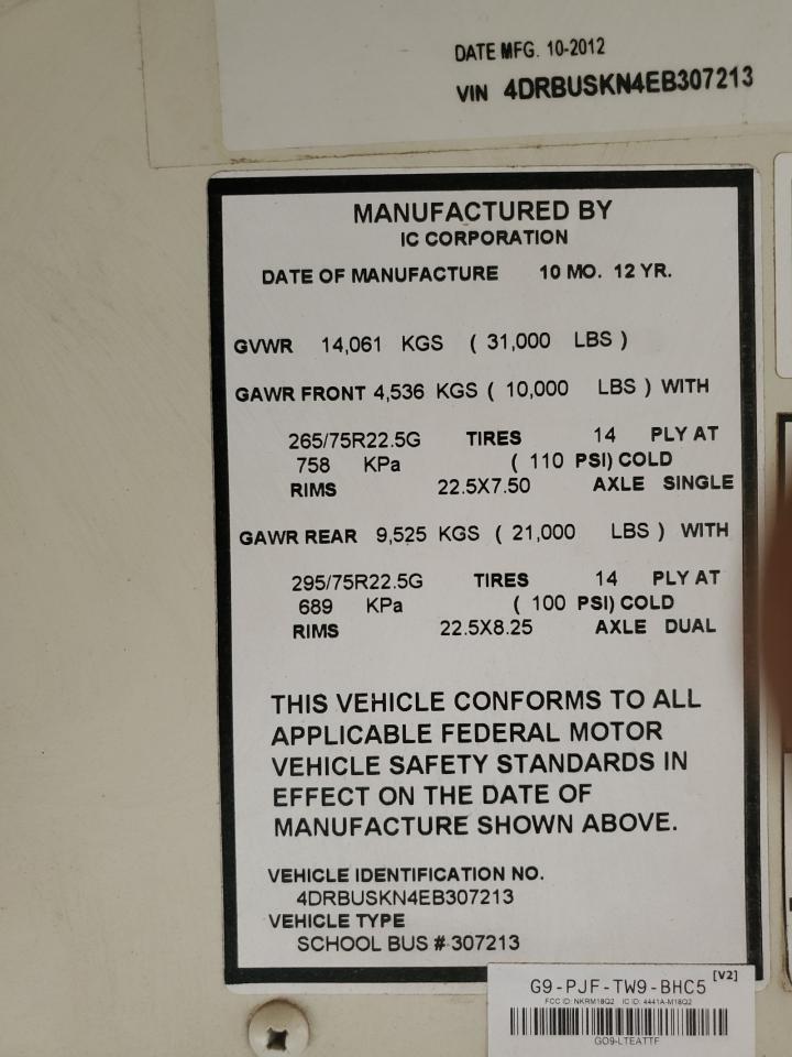 Lot #3265080867 2014 IC CORPORATION 3000 CE