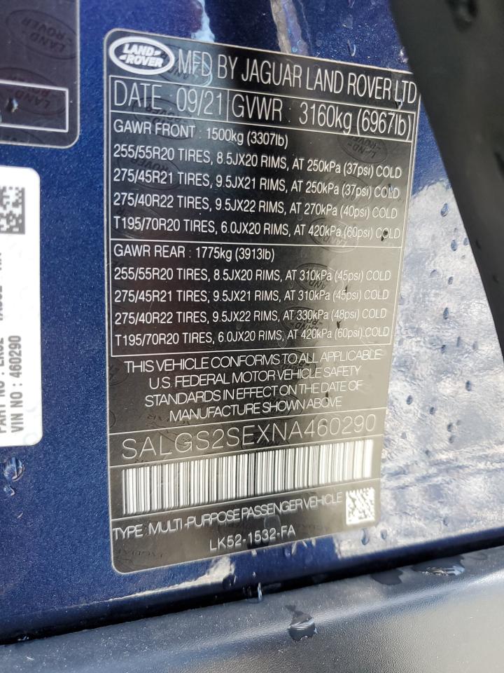 Lot #3302913049 2022 LAND ROVER RANGE ROVE