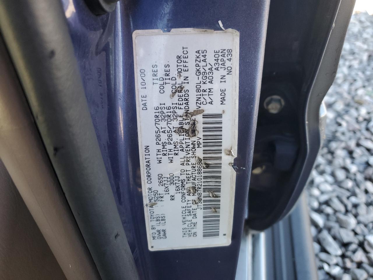 Lot #3282578867 2001 TOYOTA 4RUNNER LI