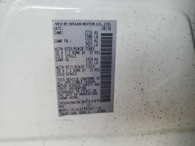 2017 NISSAN PATHFINDER 5N1DR2MN2HC604499