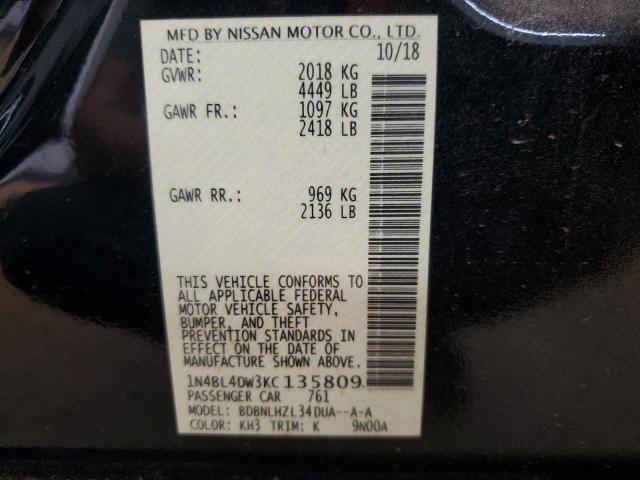 2019 NISSAN ALTIMA SV - 1N4BL4DW3KC135809