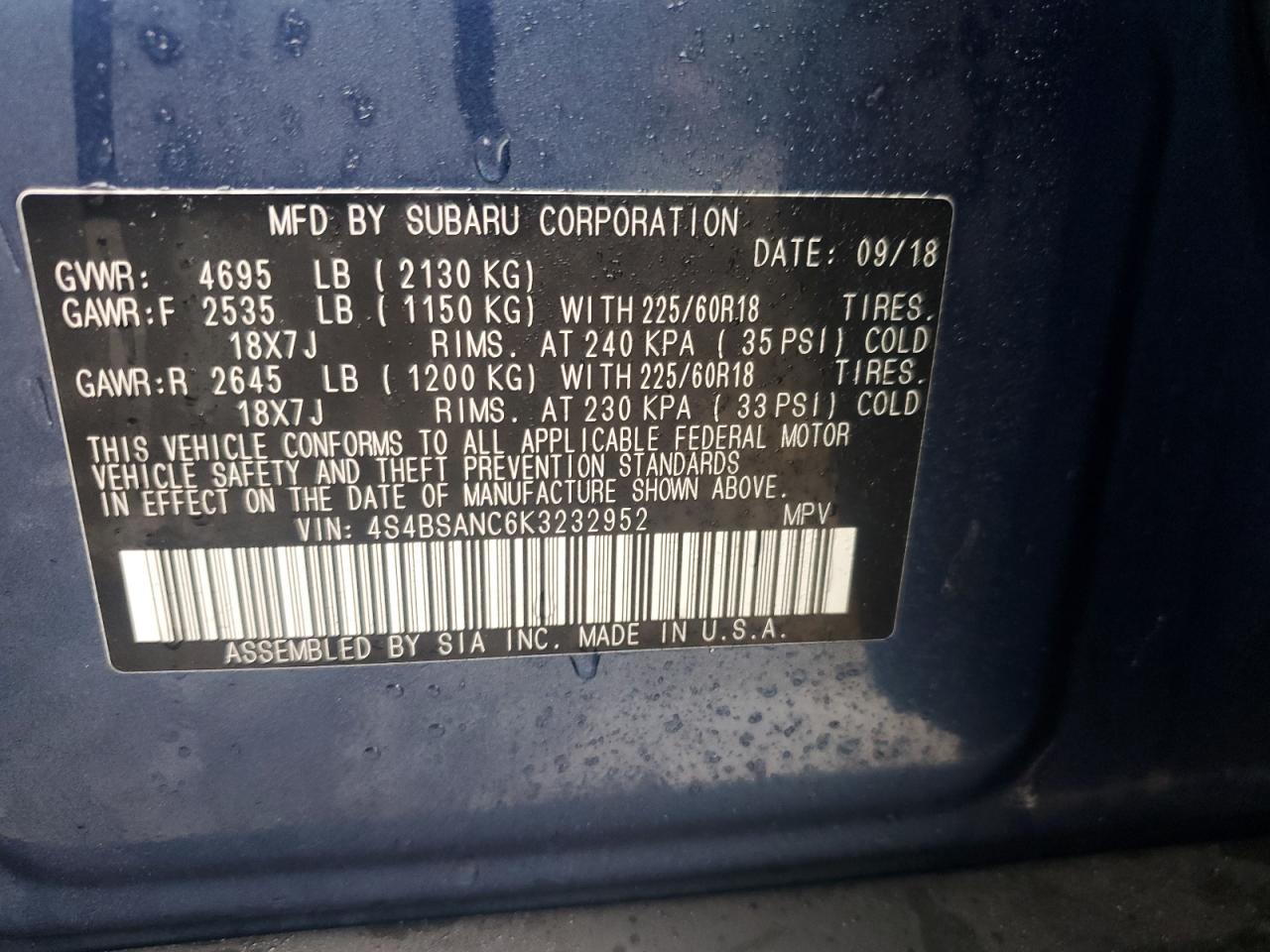 SUBARU OUTBACK 2.5I LIMITED