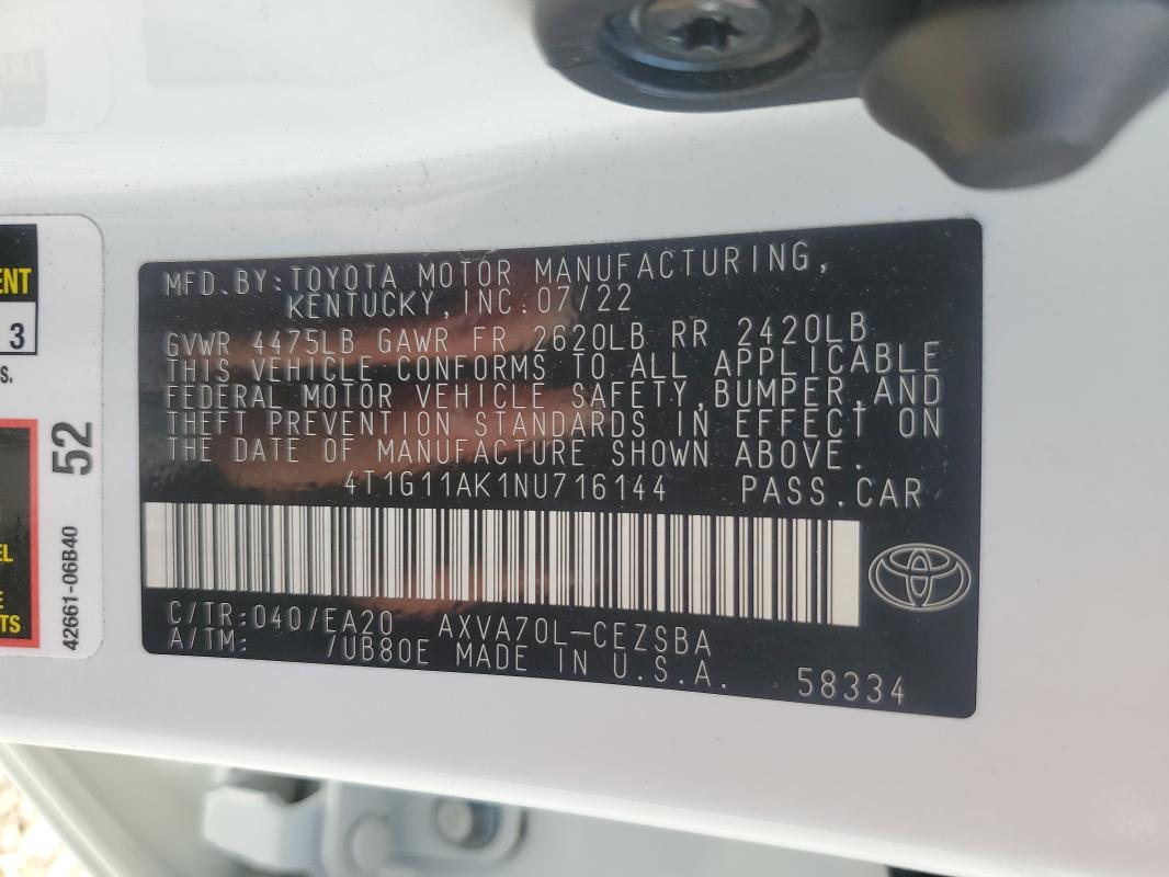 2022 TOYOTA CAMRY SE #3296530353