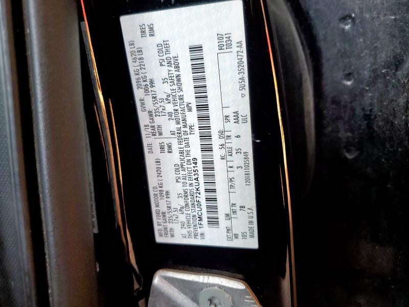 2019 FORD ESCAPE S - 1FMCU0F72KUA35149