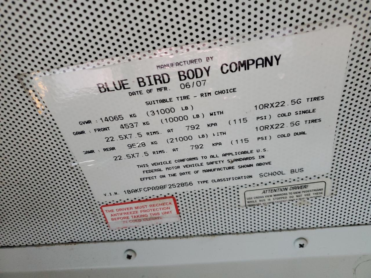 Lot #3276362813 2008 BLUE BIRD SCHOOL BUS